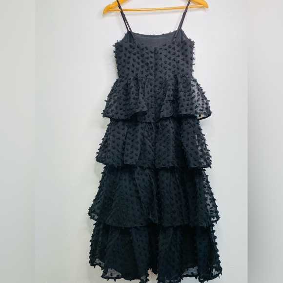 Lulus Flirting with you back Midi Tiered Dress Black Size XS - Picture 9 of 11